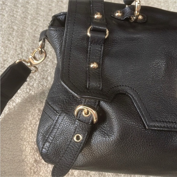 Danier Black Leather Satchel Purse Bag Crossbody Strap - Picture 3 of 16